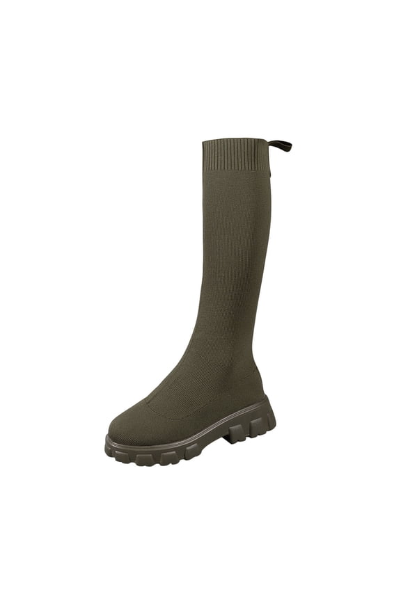 Women'S Knee High Flat Boots Women'S Knee High Stretch Boots Ladies Fashion Solid Color Versatile Breathable Mesh Boots Thick Sole Thick Heel Long Boots Women'S Knee High Riding Boots