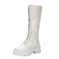 thumbnail image 1 of NOKIO Women'S Knee High Zipper Boots Women'S Lace Up Knee High Boots Ladies Fashion British Solid Leather Lace Up Side Zipper Platform Fashion Long Boots Women'S Knee High Wide Shaft Riding Boots, 1 of 3