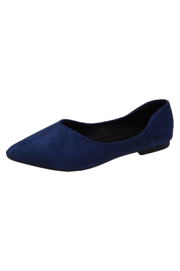 Women'S Pointed Flats Women'S Breathable Sports Sneakers Ladies Summer Fashion Solid Colour Simple Pointed Flat Bottom Shallow Mouth Suede Large Size Single Shoes Casual Shoes