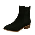 thumbnail image 1 of NOKIO Women'S Sleek Pointed Toe Ankle Boots Women'S Trendy Suede Ankle Booties Ladies Fashion Solid Color Suede Pointed Side Zipper Thick Heel Short Boots Women'S Sleek Pointed Toe Ankle Boots, 1 of 7