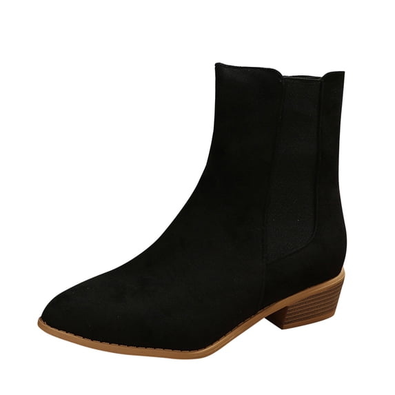 NOKIO Women'S Sleek Pointed Toe Ankle Boots Women'S Trendy Suede Ankle Booties Ladies Fashion Solid Color Suede Pointed Side Zipper Thick Heel Short Boots Women'S Sleek Pointed Toe Ankle Boots