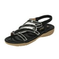 thumbnail image 1 of NOKIO Women'S Slide Slippers Women Slip On Wedges Sandals Casual Bling Rhinestone Strap Sandals Open Toe Slide Sandals Beach Shoes Strappy Rhinestone Open Toe Flat Sandals, 1 of 7