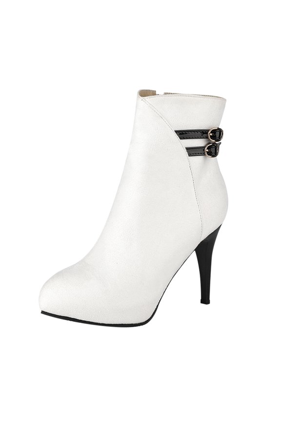 Women'S Statement Buckle Ankle Boots Women'S Retro Block Heel Booties Women Fashion Ankle Boots Comfy Pointed Toe High Heels Side Zipper Booties Sleek Women'S Stylish Block Heel Ankle Boots