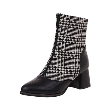 NOKIO Women'S Stylish Block Heel Ankle Boots Women Boots Heel Women Boots Beautiful Winter Boots Fashion Boots Source Front Zipper Thick Heel Short Boots Women'S Trendy Ankle Booties