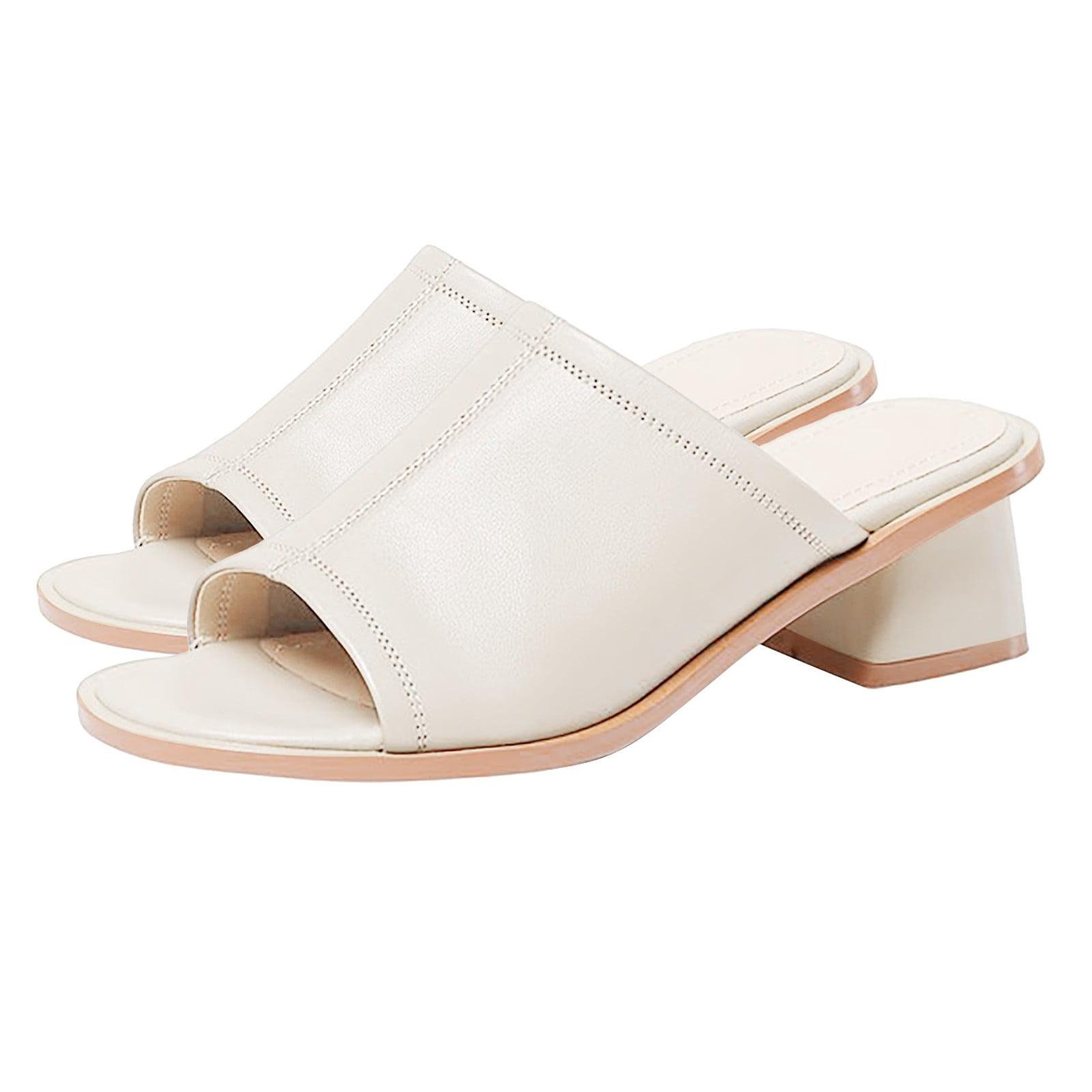 Summer New Fashionable Rivet Pointed Chunky Heel Slide Sandals