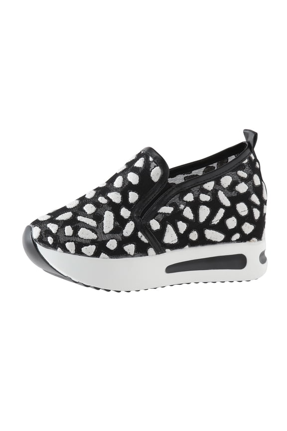 Women'S Travel-Friendly Athletic Sneakers Stylish Women'S Casual Sneakers Ladies Fashion Breathable Mmesh Sequin Decoration Thick Soled Casual Sports Rocking Shoes