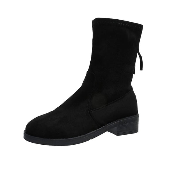 NOKIO Women'S Trendy Suede Ankle Booties Trendy Women'S Ankle Booties Women's Vintage Bandage Round Toe Plus Velvet Short Naked Boots Shoes Women'S Chic Short Boots Stylish Women'S Ankle Boots