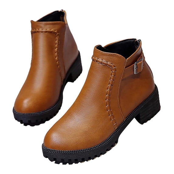 NOKIO Women'S Vintage Ankle Boots With Side Zippers Minimalist Side Zipper Boots For Women Ankle Boots Short Boots Single Shoes For Ladies Casual Shoes Women'S Sophisticated Suede Ankle Booties