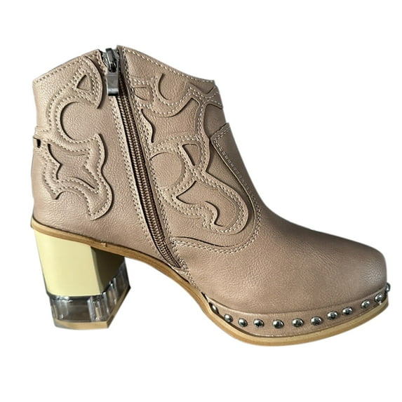 NOKIO Women'S Vintage Floral Ankle Boots Women'S Embroidered Vintage Ankle Boots Women's Embroidered Fashion Boots Welt Acrylic High Heel Ankle Boots Stylish Women'S Low Heel Ankle Boots