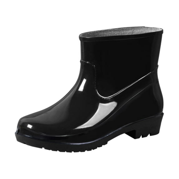 NOKIO Women'S Waterproof Ankle Rain Boots, Trendy Ladies' Waterproof Ankle Boots Women Low-Heeled Buckle Round Toe Shoe Waterproof Middle Tube Rain Boots Women'S Pull-On Rain Boots