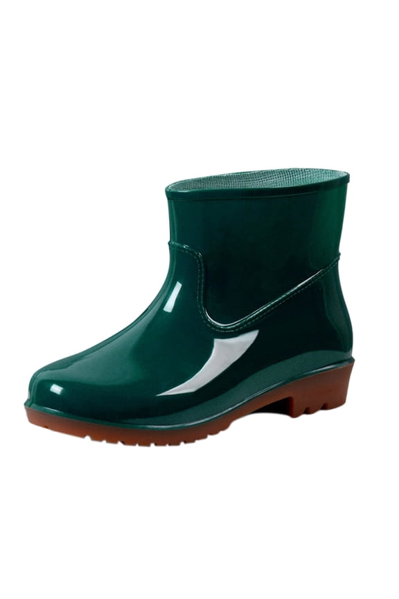 Women'S Waterproof Ankle Rain Boots, Trendy Ladies' Waterproof Ankle Boots Women Low-Heeled Buckle Round Toe Shoe Waterproof Middle Tube Rain Boots Women'S Pull-On Rain Boots