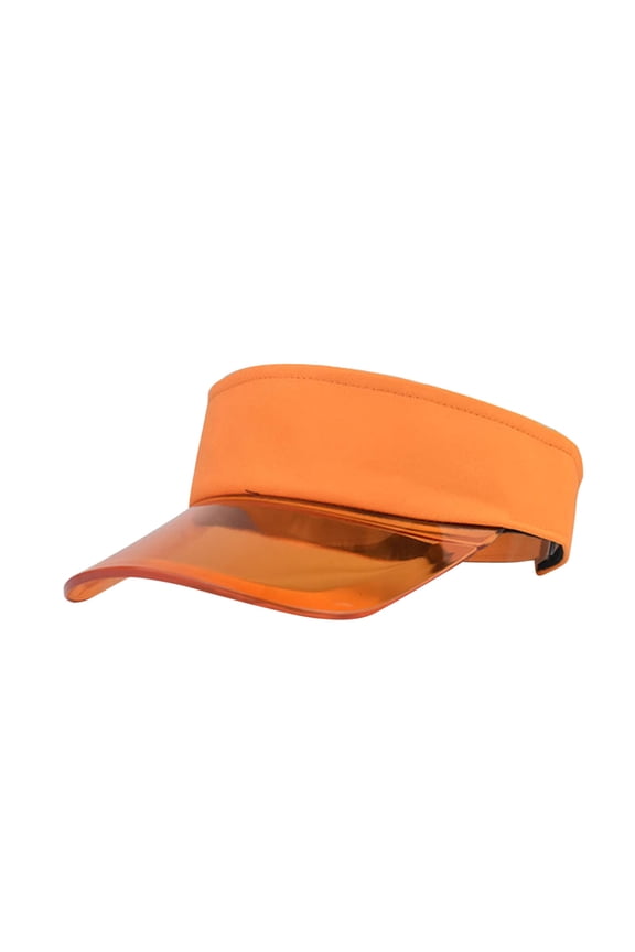 Women Solid Color Topless Transparent Baseball Visor Cap Unisex Summer Candy Color Open Top for Sun Visor Hat Transparent PVC Plastic Wide Brim Clip-On Sport Cap