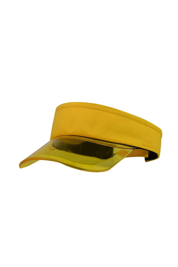 Women Solid Color Topless Transparent Baseball Visor Cap Unisex Summer Candy Color Open Top for Sun Visor Hat Transparent PVC Plastic Wide Brim Clip-On Sport Cap