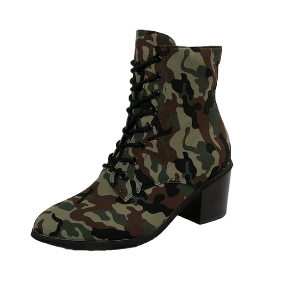 NOKIO Women V๐ntage B๐๐๐ก๐ Chun๐๐ Ankle Booties Fashion ๐ซa๐ผe Up Booties with Colorful Painting, Comfortable Point Toe Shoes Cowboy Short Booties for Daliy Casual Outdoor