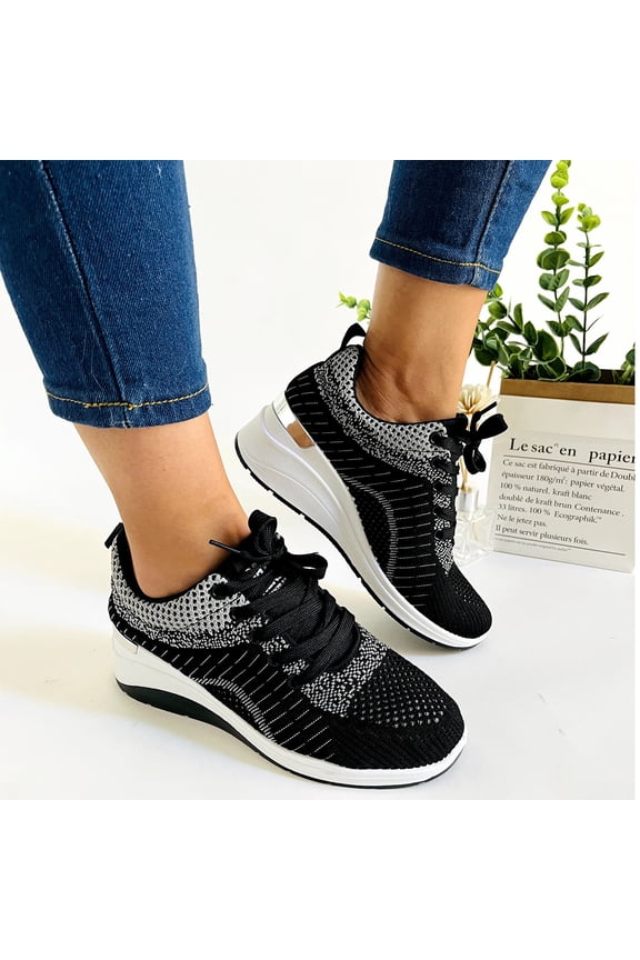 Women Wedge Shoes Leisure Breathable Mesh Shoes Outdoor Fitness Running Sport Sneakers Casual Shoes Mesh Breathable Walking Workout Jogging Gym Women Shoes