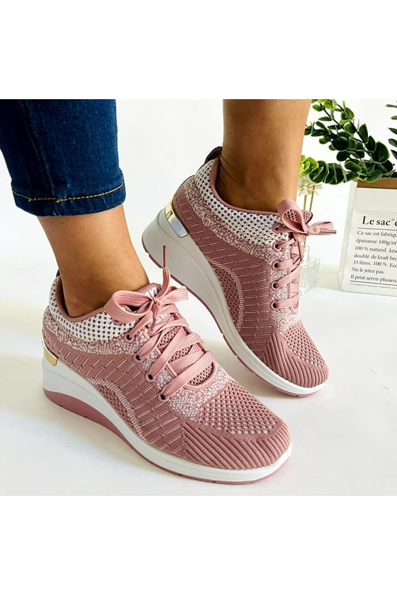 Women Wedge Shoes Leisure Breathable Mesh Shoes Outdoor Fitness Running Sport Sneakers Casual Shoes Mesh Breathable Walking Workout Jogging Gym Women Shoes