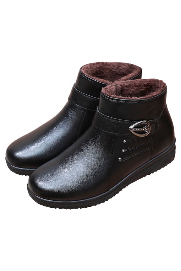 Women Winter B𝗈𝗈𝑡𝑠 Comfortable S𝗅ip On Booties Warm Cotton Shoes with Thick Fl𝖾𝖾c𝖾 Li𝗇𝗂ng, Cozy Soft Plush Booties Casual Walking Shoes for Fall and Cold Weather