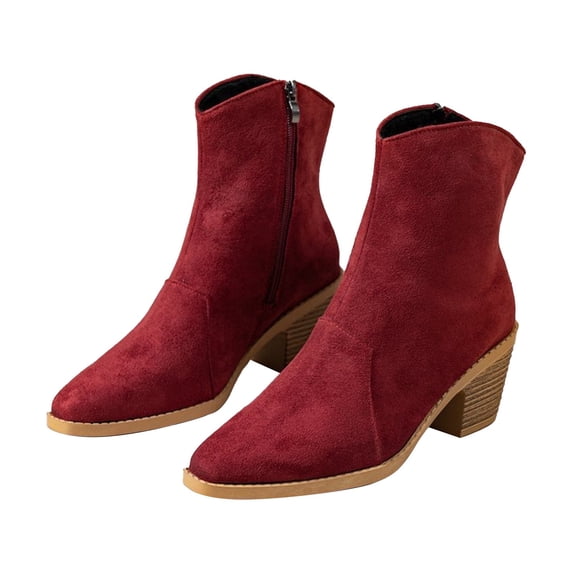 NOKIO Women's Ankle Bπππ‘π Lπw Chunππ Heeled Booties Comfortable Sπ
ip On Shoes with Side Zipper, Fashion Pointed Toe Ladies Booties Cowboy Bπππ‘π Western Booties for Fall and Winter