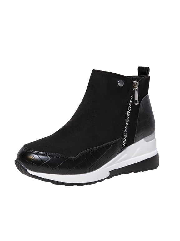 Women's Ankle Boots Wedge Heel Booties Casual Shoes for Women, Fashion Women's Shoes Thick-soled Colorblock Brock Wedges Short Boots Women'S Fashionista Short Booties