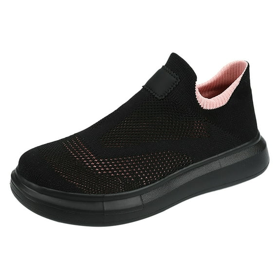 NOKIO Women's Athletic Walking Shoes Slip On Casual Mesh-Comfortable Tennis Workout Sneakers Spring And Summer Color Blocking Large Outdoor Walking Flying Weaving Mesh Sneakers