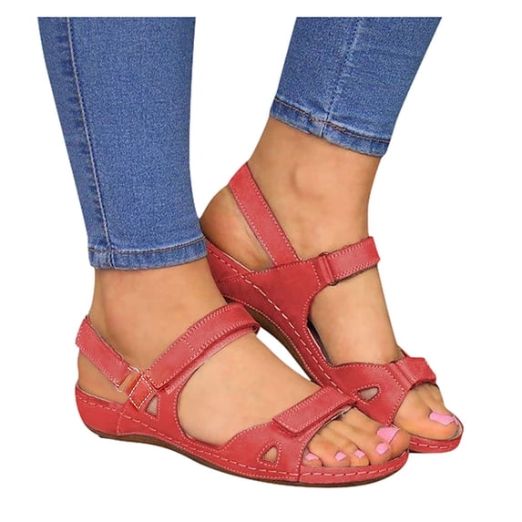 NOKIO Women's Bathroom Sandals Open Toe Solid Wedges Causal Shoes Outdoor Beach Sandals for Party Wedding