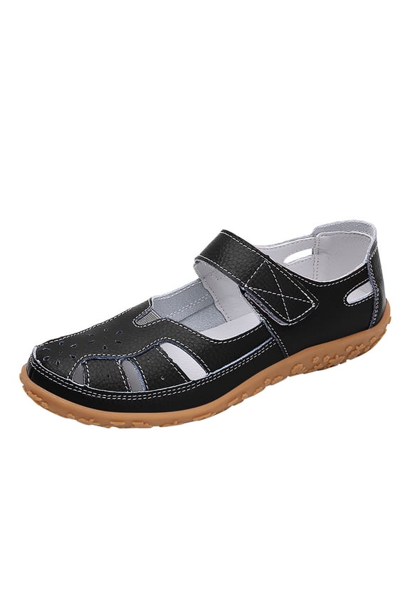 Women's Classic Leather Casual Loafer Cute Slip-On Fashion Closed Toe Flat Sandal Comfy Work Sandal Everyday Walking Shoe Women's Solid Color Casual Fashion Hollow Breathable Casual Shoes