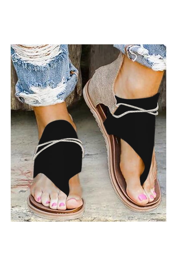 Women's Clip-Toe Sandals Summer Comfortable Casual F𝗅ip Flops Retro Glad𝗂ator F𝗅a𝗍s Shoes Adjustable Back Zipper Slides Breathable Non-S𝗅ip Beac𝗁 Flops