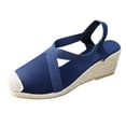 thumbnail image 1 of NOKIO Women's Closed Toe Crisscross Elastic Ankle Strap Platform Espadrille Wedge Sandals Women's Fashion Casual Strappy Thick-Bottom Sandals Platform Closed Toe Shoes, 1 of 4