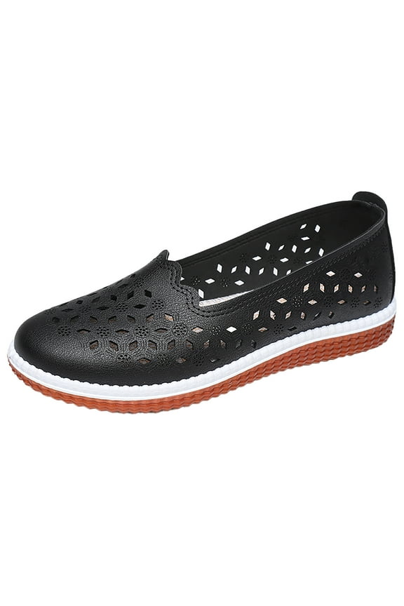Women's Comfortable Loafers Fashion Spring And Summer Women Casual Shoes Flat Bottom And Soft Bottom Slip On Hollow Breathable Comfortable Solid Color And Elegant Lightweight Dressy Flats