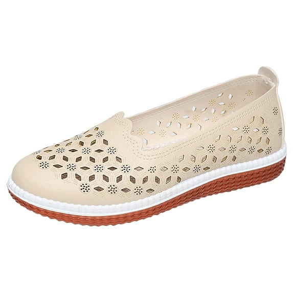NOKIO Women's Comfortable Loafers Fashion Spring And Summer Women Casual Shoes Flat Bottom And Soft Bottom Slip On Hollow Breathable Comfortable Solid Color And Elegant Lightweight Dressy Flats