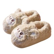 NOKIO Women's Cute Sheep Slippers Warm Fl c  Li ng Slides Winter House Shoes Comfortable Closed Top Slipper Soft Plush Animal Ca oon Slides Indoor Outdoor Footwear for Holiday and Daliy