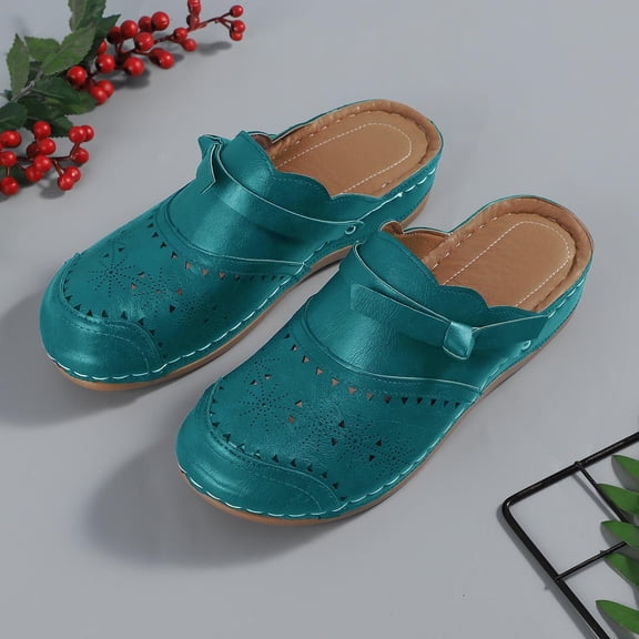 NOKIO Women's Fashion Casual Platform Hollow Carved Round Head Sandals And Slippers Womens Sandals Wedge Comfortable Orthopedic Wedge Sandalias Women Slip on Platform Sandals