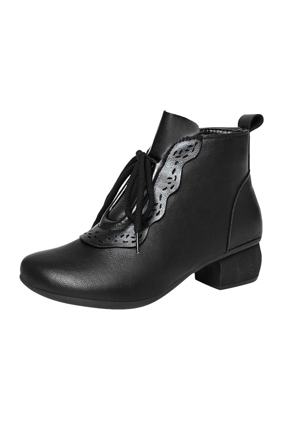 Women's Fashion Soft Leather Beef Tendon Soft Bottom Flat Heel Single Shoes Round Toe Four Seasons Folk Custom Women'S Stylish Stiletto Ankle Booties