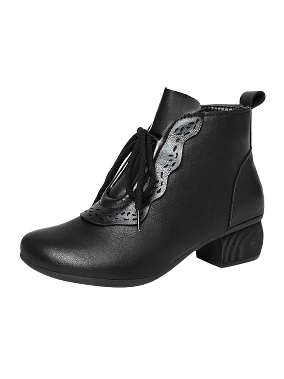 Women's Fashion Soft Leather Beef Tendon Soft Bottom Flat Heel Single Shoes Round Toe Four Seasons Folk Custom Women'S Stylish Stiletto Ankle Booties