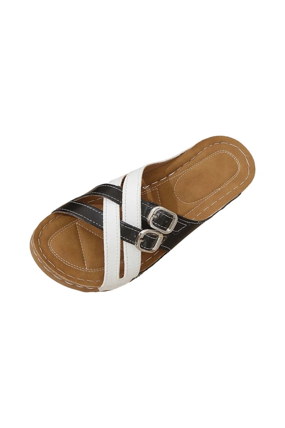 Women's Fish Mouth Thick Sole Buckle Sandals Non-Slip Outdoor Slides Comfortable Single Strap Summer Footwear for Beach Walking & Daily Casual Styling