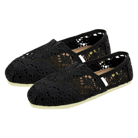 NOKIO Women's Crochet Slip On Shoes Flat Comfortable Round Toe Flats Shoes Women, Slip On Ballet Flats for Women, Casual Women's Flats for Walking Women's Flats Shoes