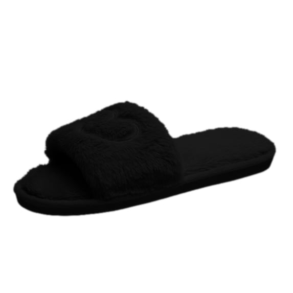 NOKIO Women's Fuzzy Open Toe Slippers Soft Plush House Shoes for Women Comfortable S𝗅ip On Flat Shoes Lightweight Indoor Ladies Slides Winter Casual Bedroom Footwear