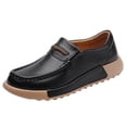 thumbnail image 1 of NOKIO Women's Height Increasing Platform Shoes Wedge Heels Thick Soles Mid Heel Casual Shoes Loafers for Women Leather Chunky Platform Penny Shoes Round Toe Comfortable Business Work Shoes, 1 of 4