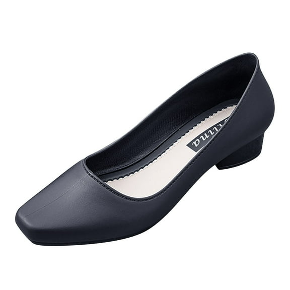 NOKIO Women's Low Chunky Heels Dress Shoes Women Shoes Coarse Heels Short Leather Boots Boots High Heels Women Boots Fashion Zipper Shoes Closed Toe Comfortable Wedding Work Pumps Shoes