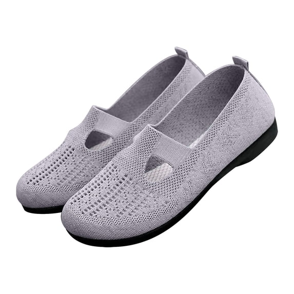 NOKIO Women's Mesh Flats Shoes Breathable Slip on Shoes Casual Black Flats Comfortable Walking Shoes Womens Casual Shoes Summer Fashion Hollow Breathable Flat Heel Soft Sole Casual Shoes