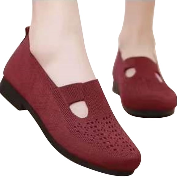 NOKIO Women's Mesh Flats Shoes Breathable Slip on Shoes Casual Black Flats Comfortable Walking Shoes Womens Casual Shoes Summer Fashion Hollow Breathable Flat Heel Soft Sole Casual Shoes