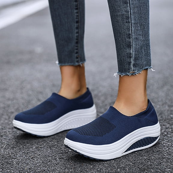 NOKIO Women's Mesh Sport Slip-on Shoes, Non Slip Good Arch Breathable Lightweight Casual Sock Sneaker Nurse Shoes Fashionand Comfortable Lightweight Women's Sneakers Platform Shoes