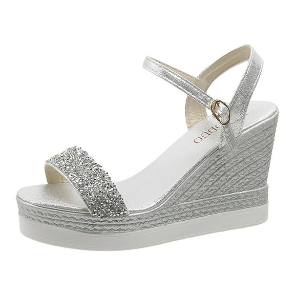 NOKIO Women's Open Toe Espadrilles Wedge Sandals, Comfortable Adjustable Ankle Strap Platform Sandals Suitable for Vocation Walking Beach Dressy Summer Shoes Elegant Wedge Heel Sandals Shoes