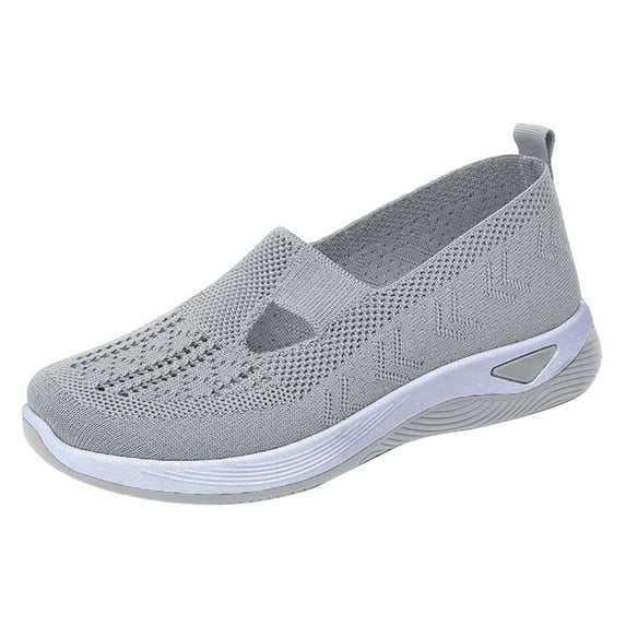 NOKIO Women’s Orthopedic Slip-On Sneakers Breathable Woven Walking Shoes Soft Foam Arch Support Hands-Free Design Lightweight Casual Footwear