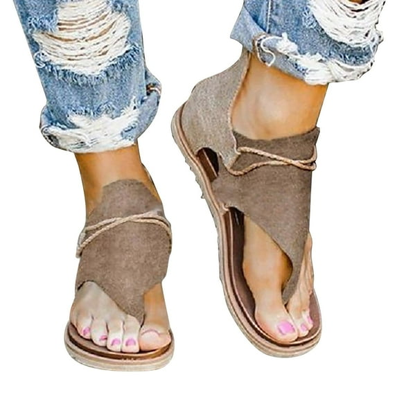 NOKIO Women's Party Sandals Teen Girls Solid Color Casual Fashion Flat Sandals Lightweight Flat Sandals Breathable Sandals