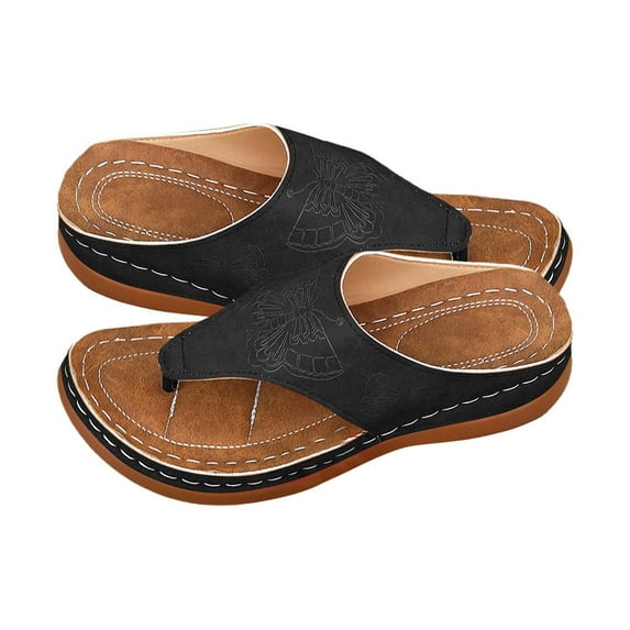 NOKIO Women's Party Slippers Ladies Beach Slope Heel Clip Toe Slippers Hollow Casual Slippers Flat Shoes Vintage Sandals