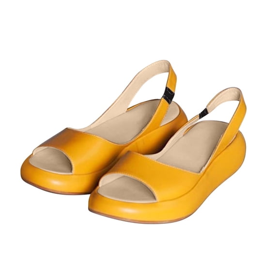 NOKIO Women's Peep Toe Elastic Strap Casual Sandals with Flat Heel, Lightweight Comfortable Autumn Daily Wear Large Size Breathable Slip Resistant Outdoor Shoes for Women
