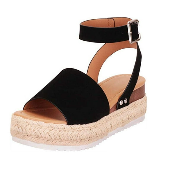 NOKIO Women's Platform Espadrilles Casual Ankle Strap Wedge Sandals Comfortable Dressy Summer Shoes Women's Wedge Buckle Ankle Strap Open Toe Sandals Summer Breathable Women's Shoes