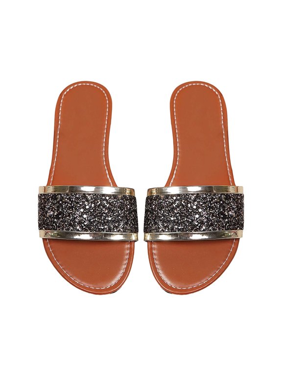 Women's Platform Slide Sandals Thick Sole Open Toe Slip-On Beach Shoes Casual Comfortable Flats Summer Footwear Lightweight Cushioned Sandals for Outdoor Walking & Vacation