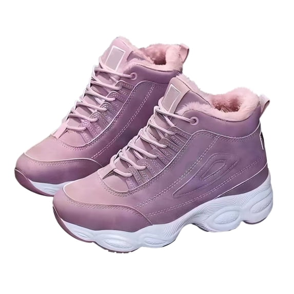 NOKIO Women's Platform Sneakers Warm Sport Shoes with Thick Fl๐พ๐พc๐พ Li๐๐ng, So๐
id Color Ankle B๐๐๐ก๐ Comfortable Non S๐
ip Athlet๐c Shoes Fashion ๐ซa๐ผe Up Walking Shoes